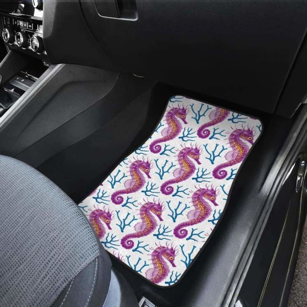 Purple Seahorse Blue Coral Pattern Front And Back Car Mats 174914 - YourCarButBetter