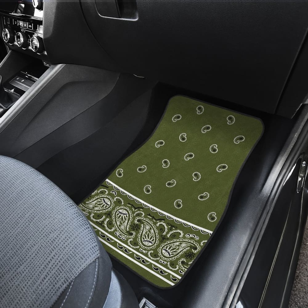 Quad Army Green Bandana Car Mats - Fancy 101819 - YourCarButBetter