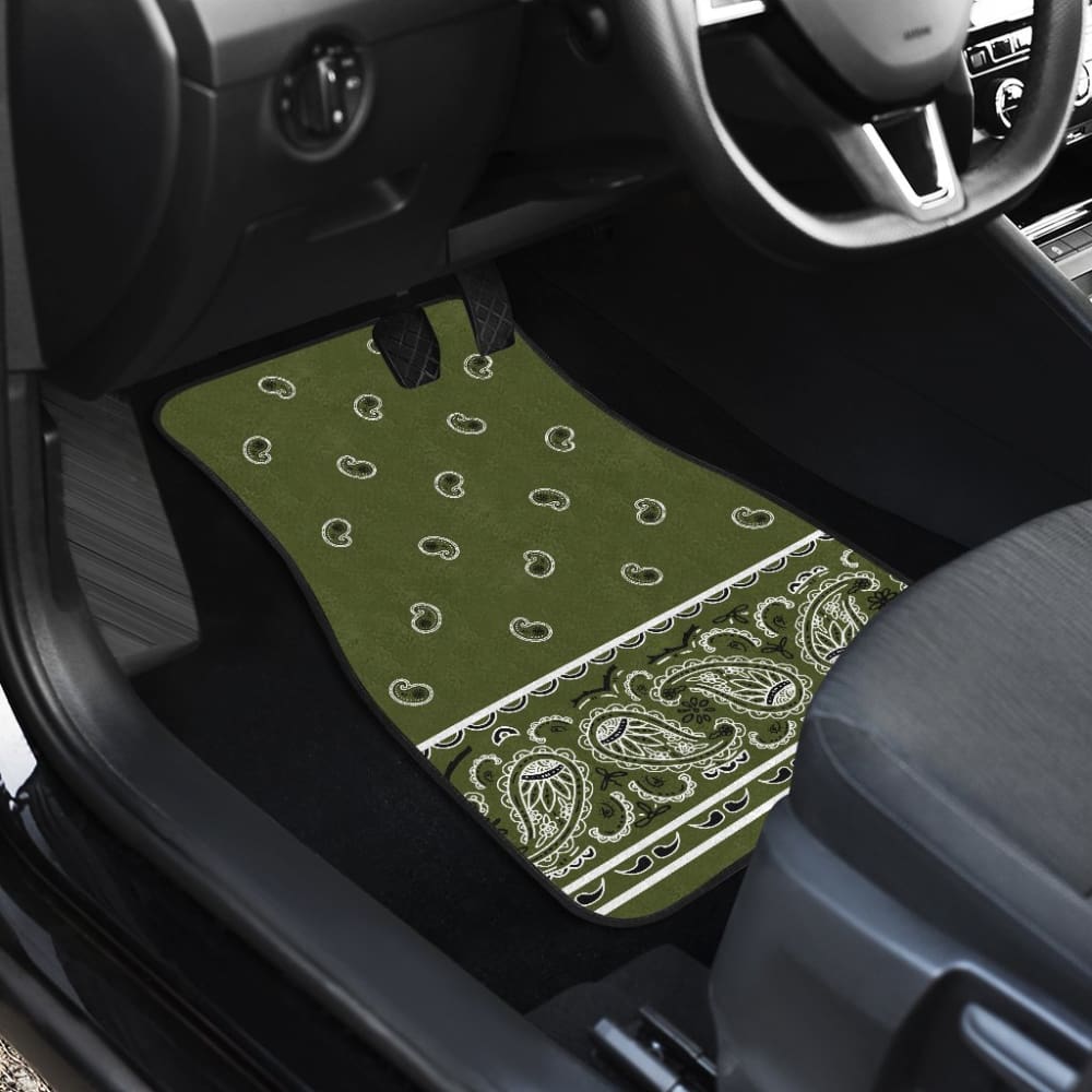 Quad Army Green Bandana Car Mats - Fancy 101819 - YourCarButBetter