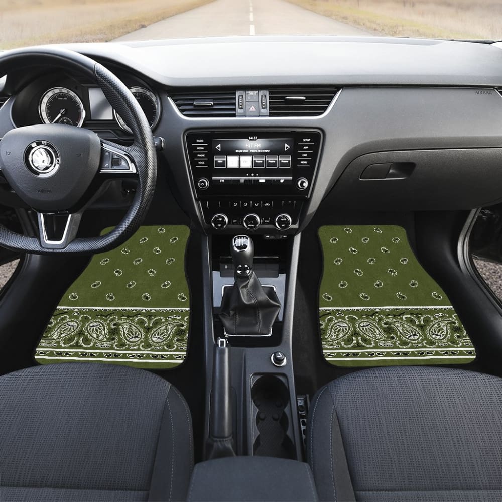 Quad Army Green Bandana Car Mats - Fancy 101819 - YourCarButBetter
