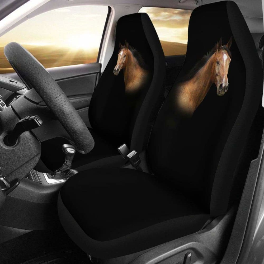 Quarter Horse Head Black Seat Covers 170804
