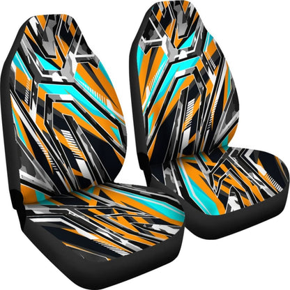 Racing Army Style Wild Orange & Colorful Stripes Vibes Car Seat Covers 101819 - YourCarButBetter