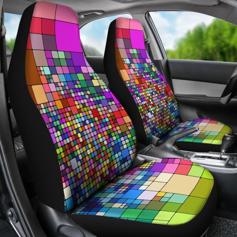 Rainbow Cubes Car Seat Covers 174510 - YourCarButBetter