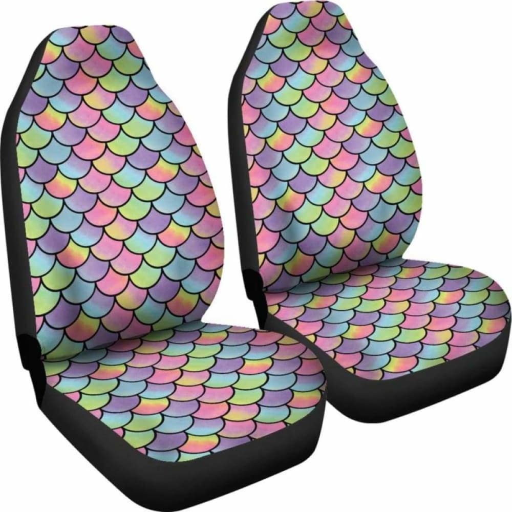Rainbow Mermaid Scales Car Seat Covers Protectors 174914 - YourCarButBetter