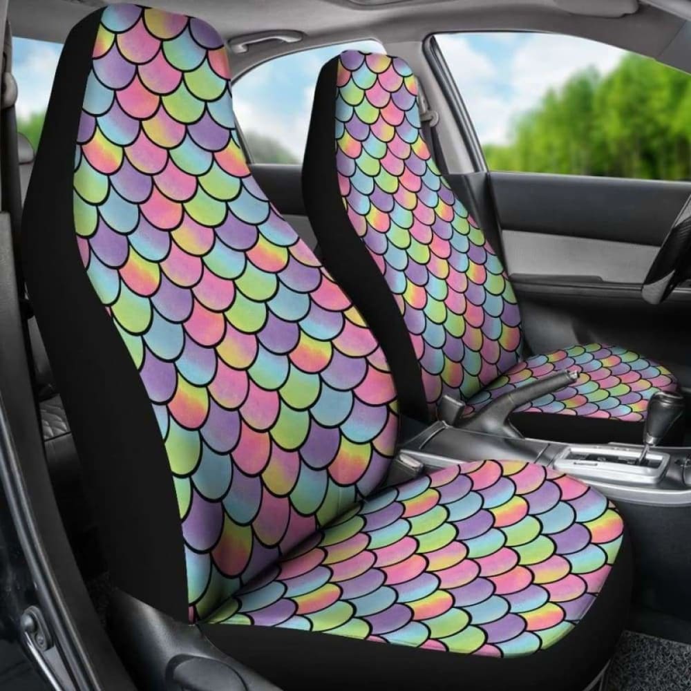 Rainbow Mermaid Scales Car Seat Covers Protectors 174914 - YourCarButBetter