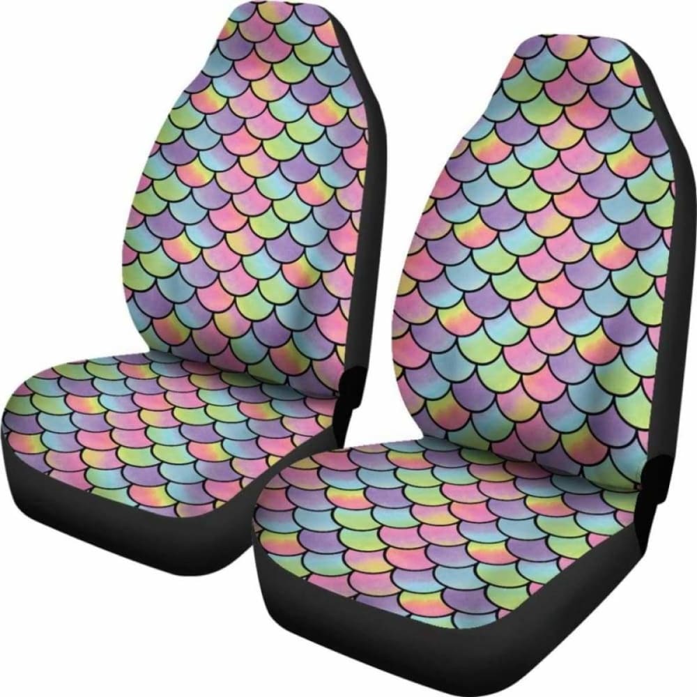Rainbow Mermaid Scales Car Seat Covers Protectors 174914 - YourCarButBetter