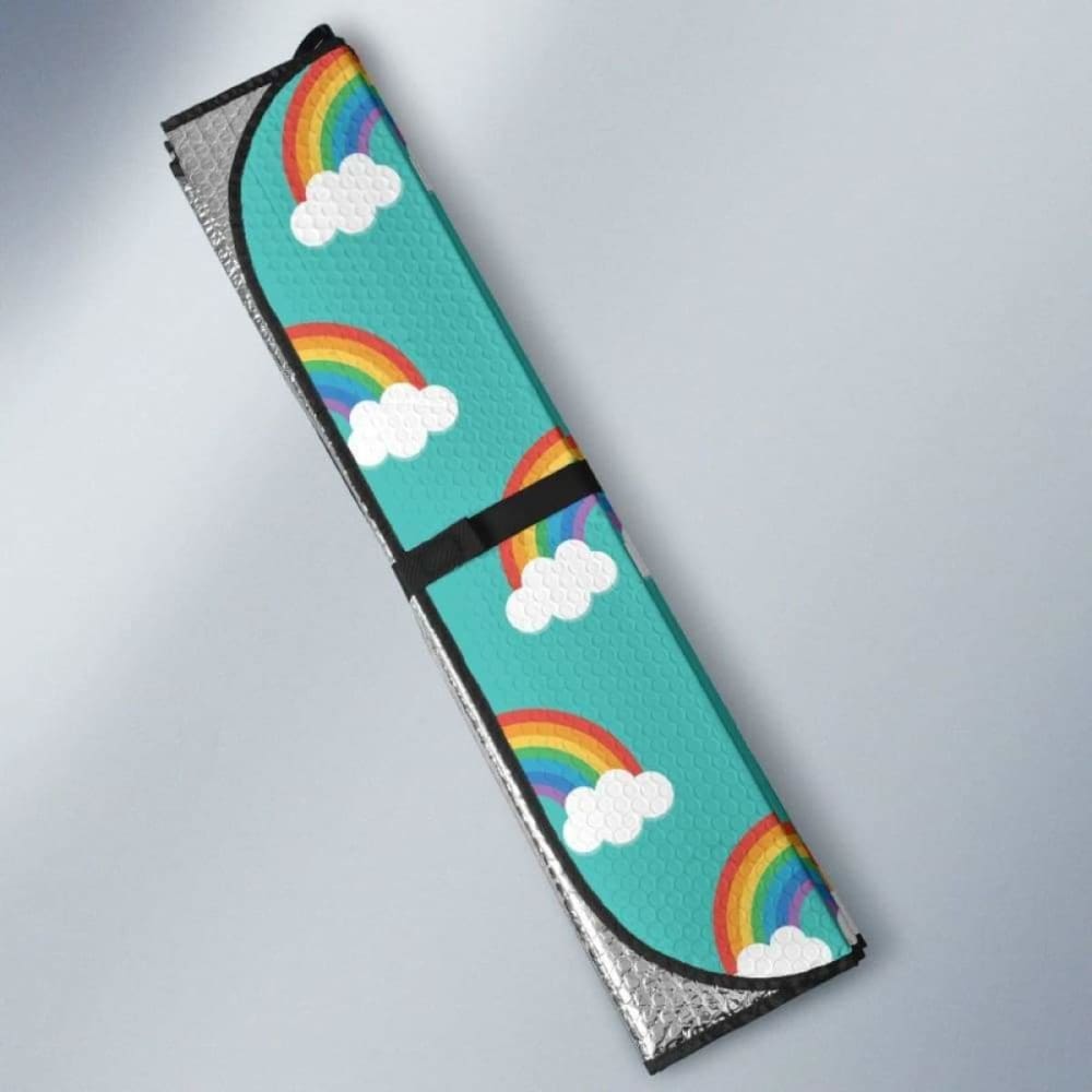 Rainbow Pattern Green Background Car Auto Sun Shades 460402 - YourCarButBetter