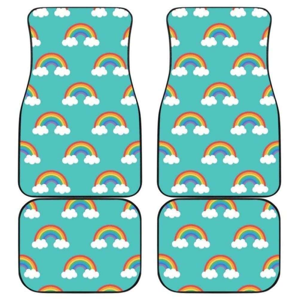 Rainbow Pattern Green Background Front And Back Car Mats 174914 - YourCarButBetter