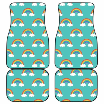 Rainbow Pattern Green Background Front And Back Car Mats 174914 - YourCarButBetter
