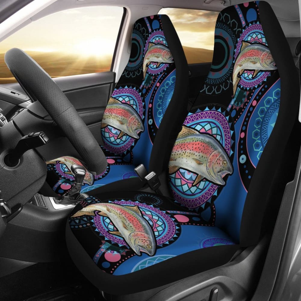 Rainbow Trout Ethnic Pattern Fishing Car Seat Covers 182417 - YourCarButBetter