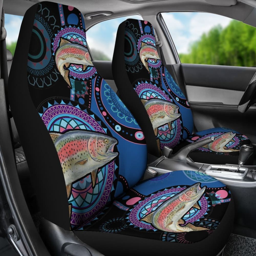 Rainbow Trout Ethnic Pattern Fishing Car Seat Covers 182417 - YourCarButBetter