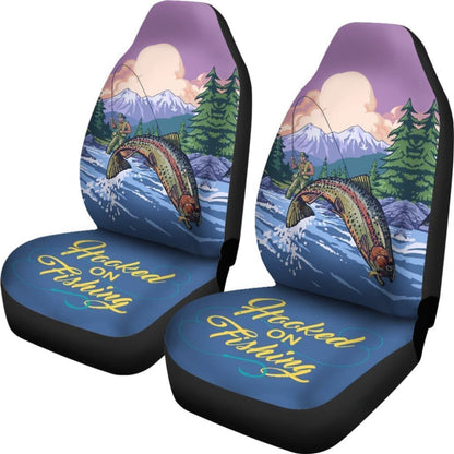 Rainbow Trout Fishing Car Seat Covers Hooked On Fishing Car Decor 182417 - YourCarButBetter