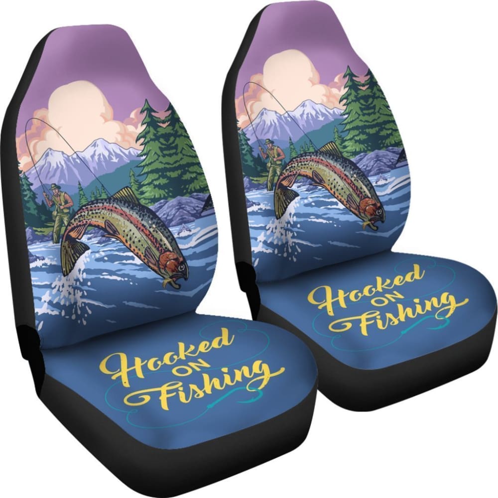 Rainbow Trout Fishing Car Seat Covers Hooked On Fishing Car Decor 182417 - YourCarButBetter