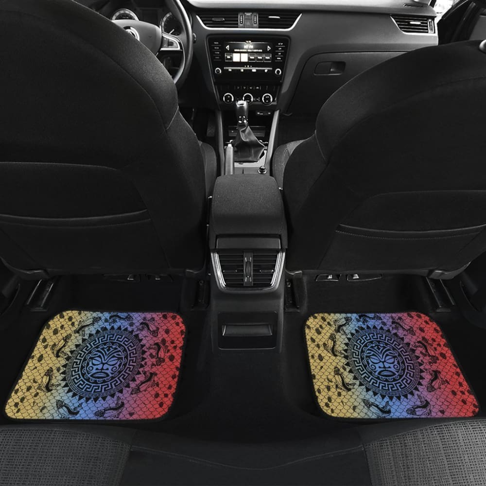 Rainbow Trout Hawaii Tiki Face Pattern Fishing Car Floor Mats 182417 - YourCarButBetter