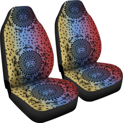 Rainbow Trout Hawaii Tiki Face Pattern Fishing Car Seat Covers 182417 - YourCarButBetter