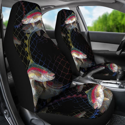 Rainbow Trout In The Net Fishing Car Seat Covers 182417 - YourCarButBetter