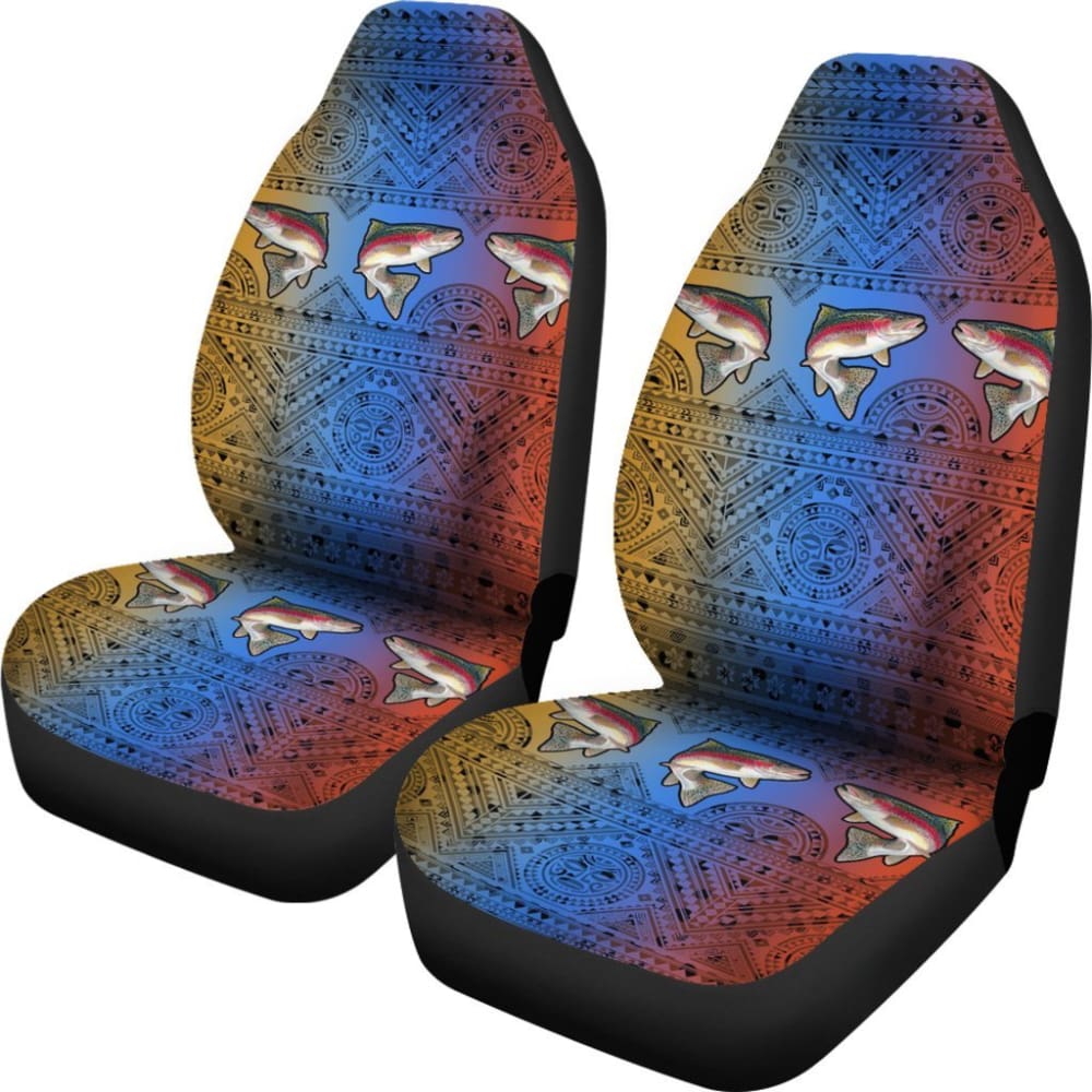Rainbow Trout Skin Color Boho Pattern Fishing Car Seat Covers 182417 - YourCarButBetter