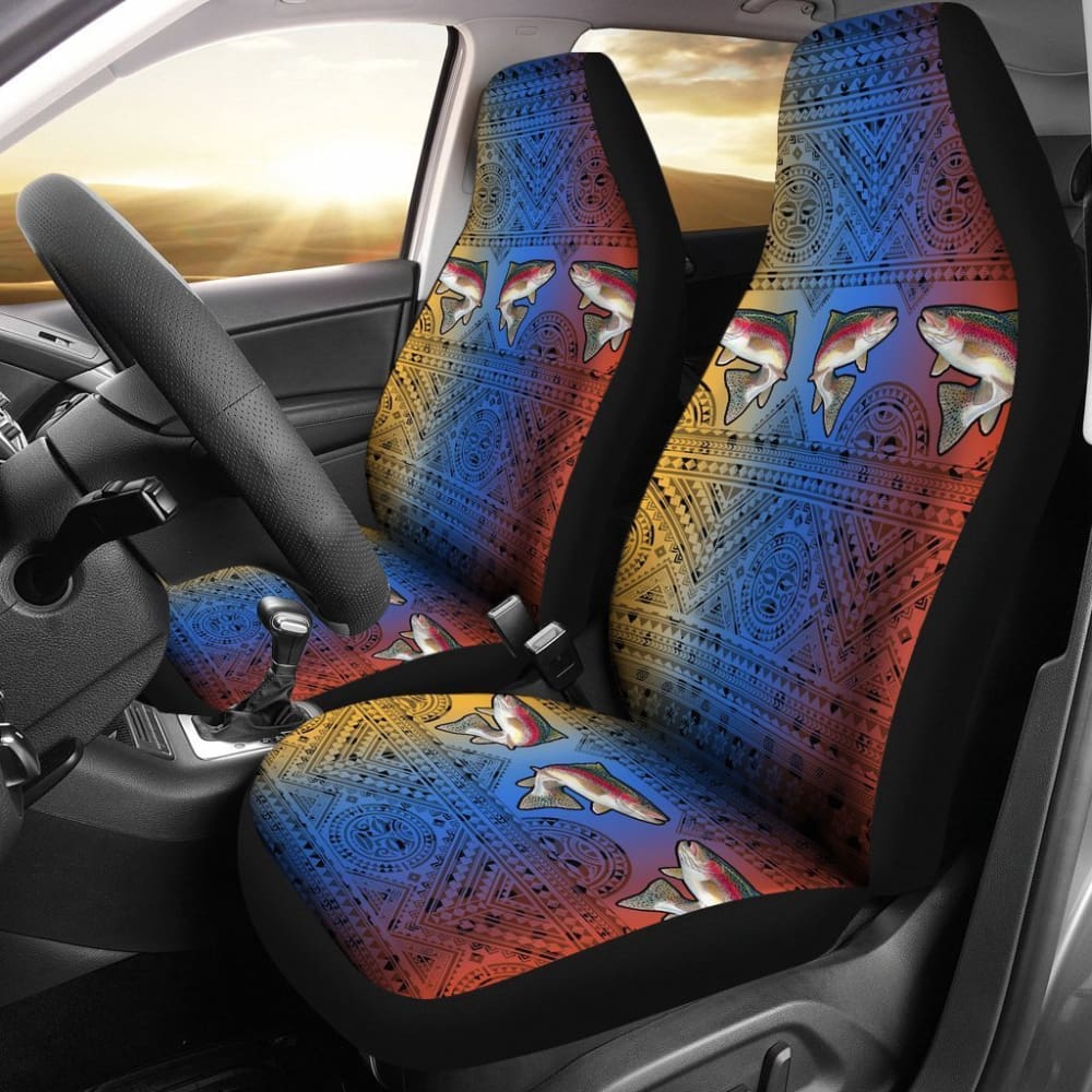 Rainbow Trout Skin Color Boho Pattern Fishing Car Seat Covers 182417 - YourCarButBetter
