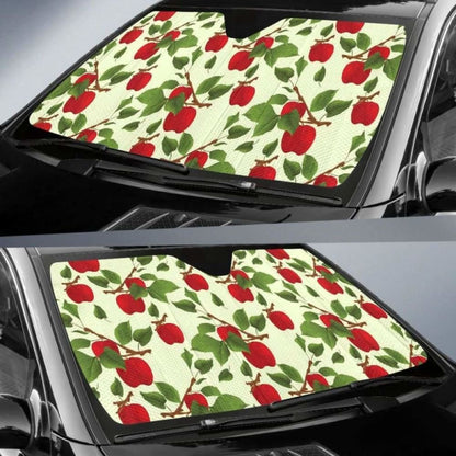 Red Apples Leaves Pattern Car Auto Sun Shades 182102 - YourCarButBetter