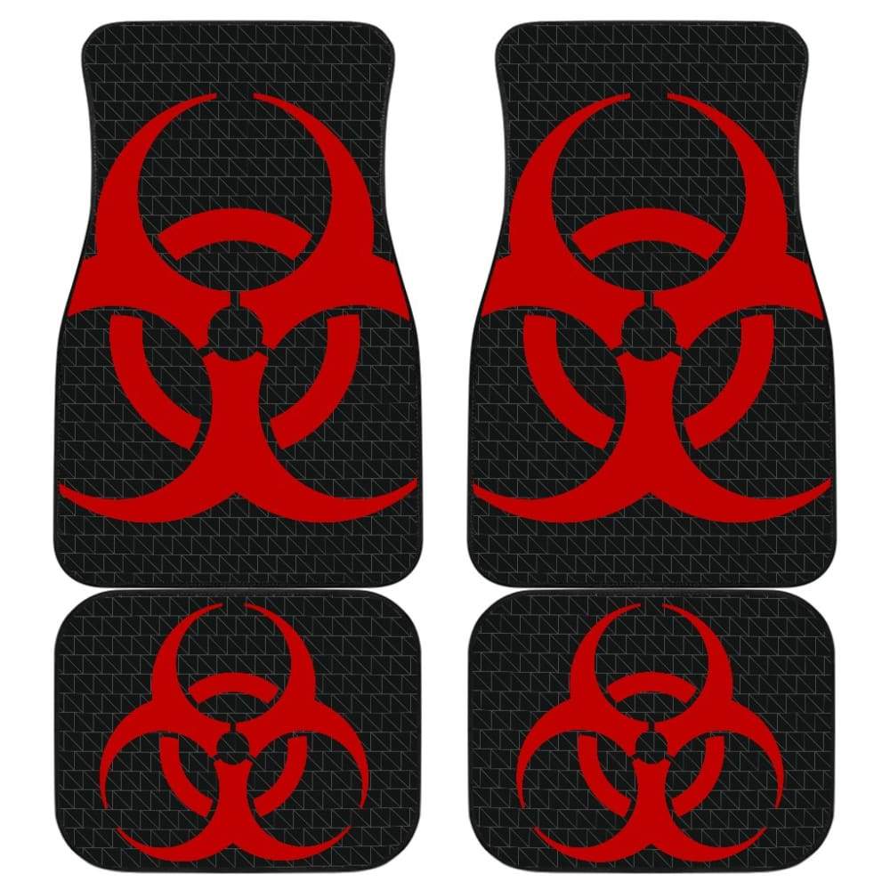 Red Biohazard Sign Black Background Car Floor Mats 211204 - YourCarButBetter