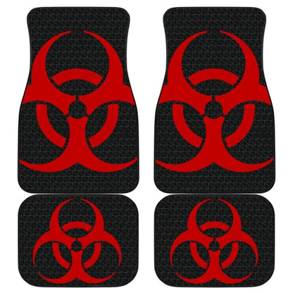 Red Biohazard Sign Black Background Car Floor Mats 211204 - YourCarButBetter