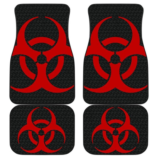 Red Biohazard Sign Black Background Car Floor Mats 211204 - YourCarButBetter