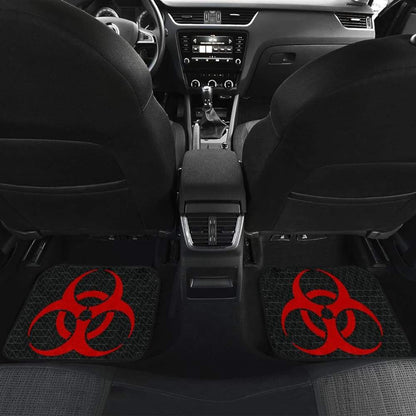 Red Biohazard Sign Black Background Car Floor Mats 211204 - YourCarButBetter