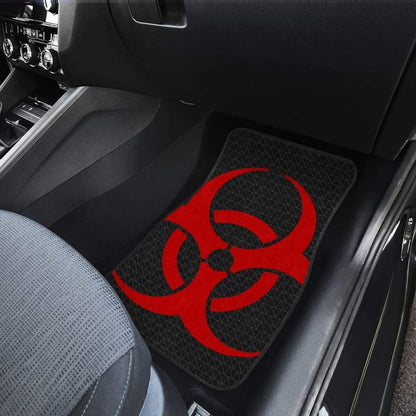 Red Biohazard Sign Black Background Car Floor Mats 211204 - YourCarButBetter