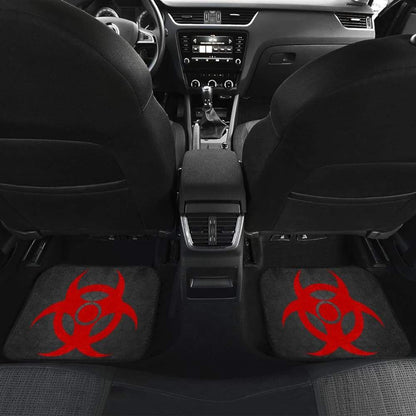 Red Biohazard Warning Black Background Car Floor Mats 211204 - YourCarButBetter