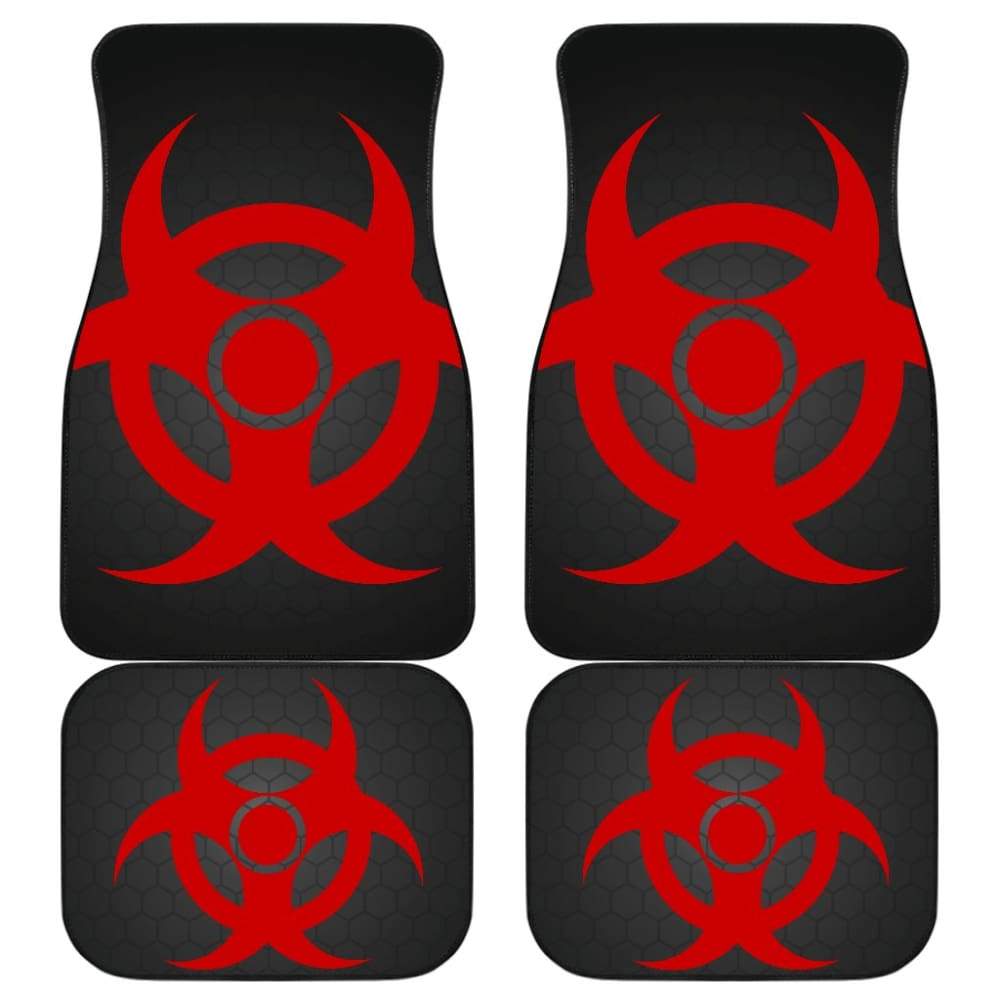 Red Biohazard Warning Black Background Car Floor Mats 211204 - YourCarButBetter