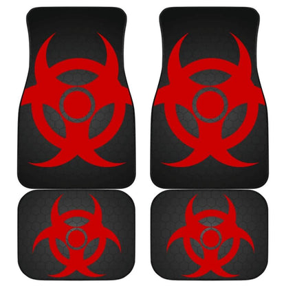 Red Biohazard Warning Black Background Car Floor Mats 211204 - YourCarButBetter