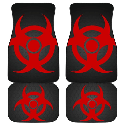 Red Biohazard Warning Black Background Car Floor Mats 211204 - YourCarButBetter
