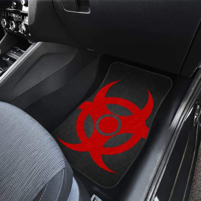 Red Biohazard Warning Black Background Car Floor Mats 211204 - YourCarButBetter