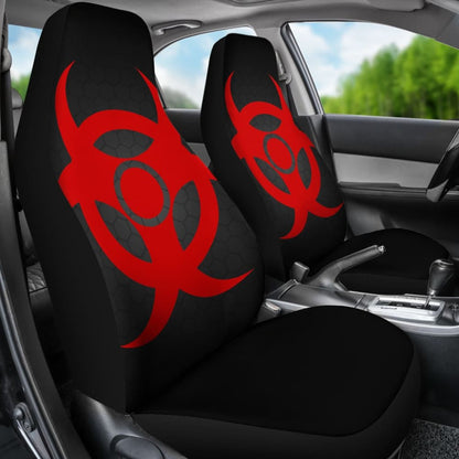 Red Biohazard Warning Black Background Car Seats Covers 211204 - YourCarButBetter
