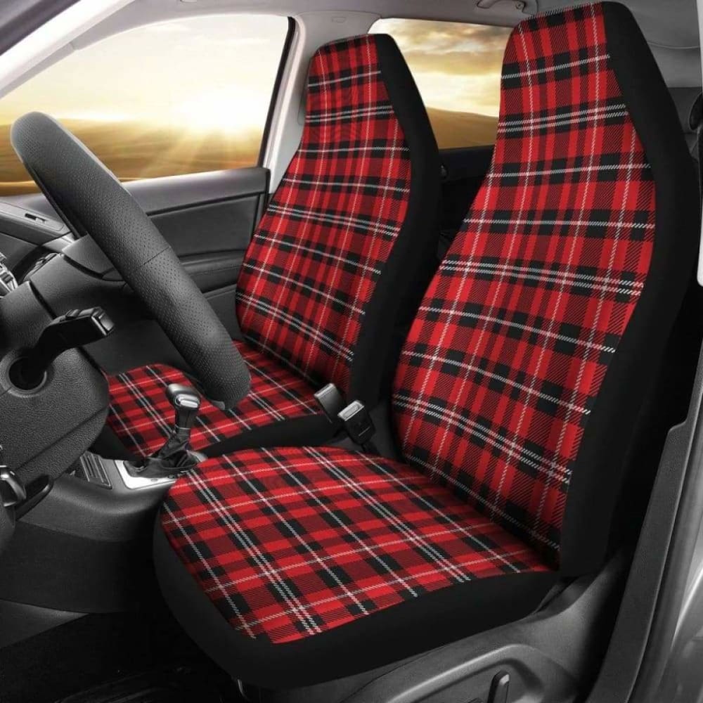 Red Black And White Plaid Car Seat Covers 161012