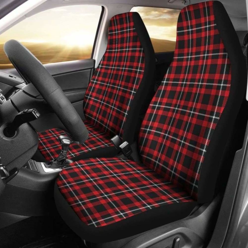 Red Black And White Plaid Tartan Car Seat Covers 161012