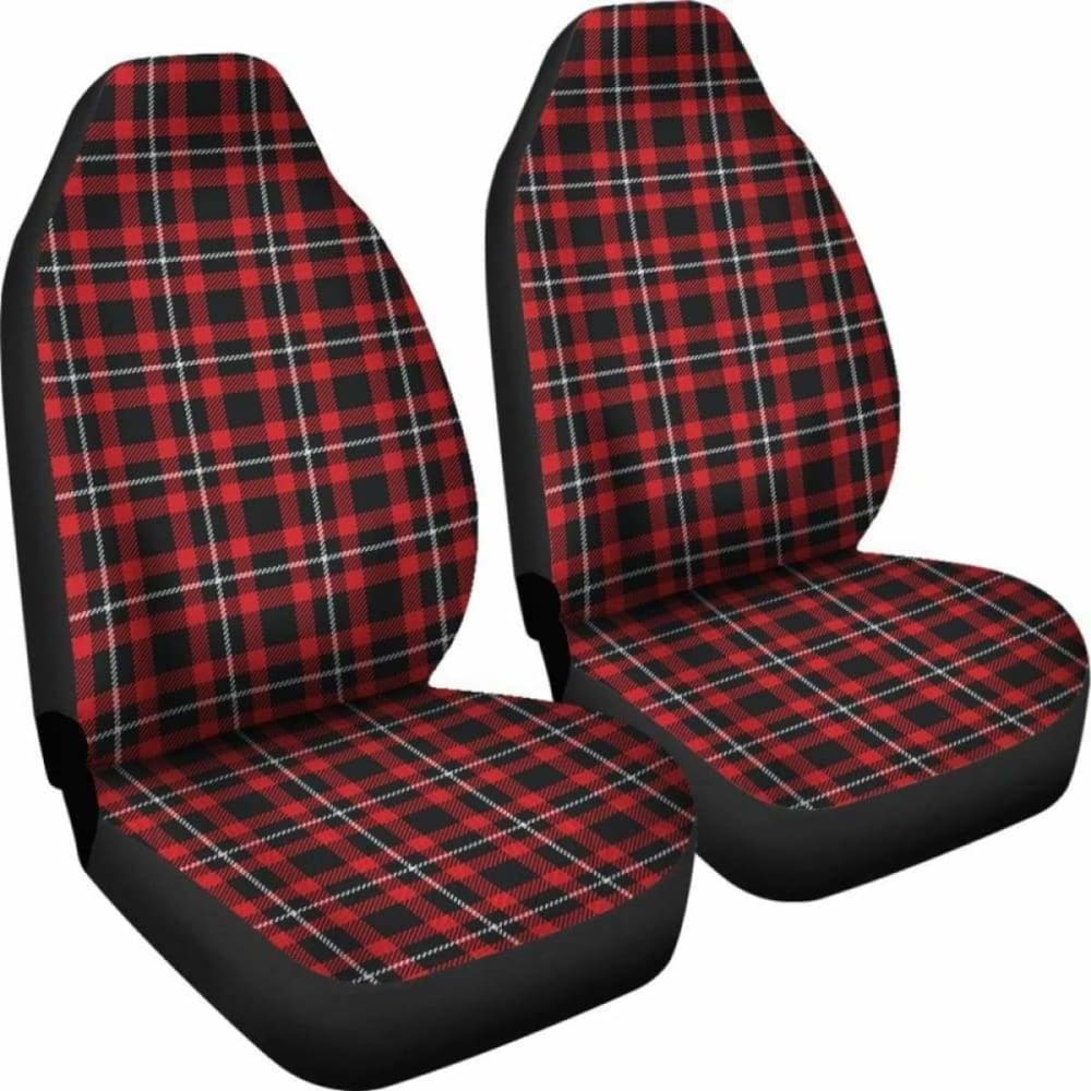 Red Black And White Plaid Tartan Car Seat Covers 161012