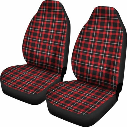 Red Black And White Plaid Tartan Car Seat Covers 161012