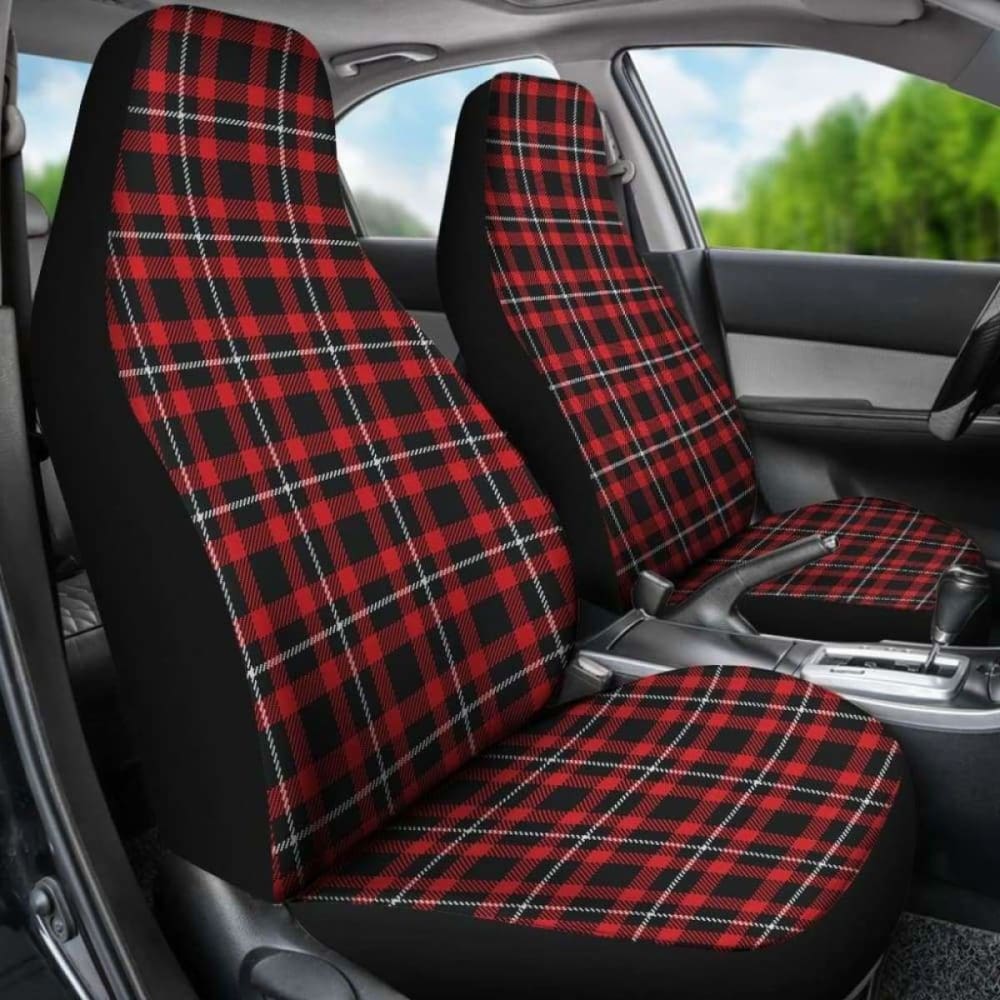 Red Black And White Plaid Tartan Car Seat Covers 161012