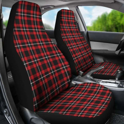 Red Black And White Plaid Tartan Car Seat Covers 161012