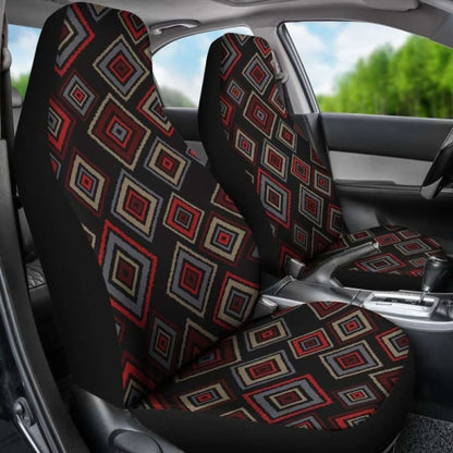 Red Black Gray Geometric Diamond Retro Ethnic Pattern Car Seat Covers 094201 - YourCarButBetter