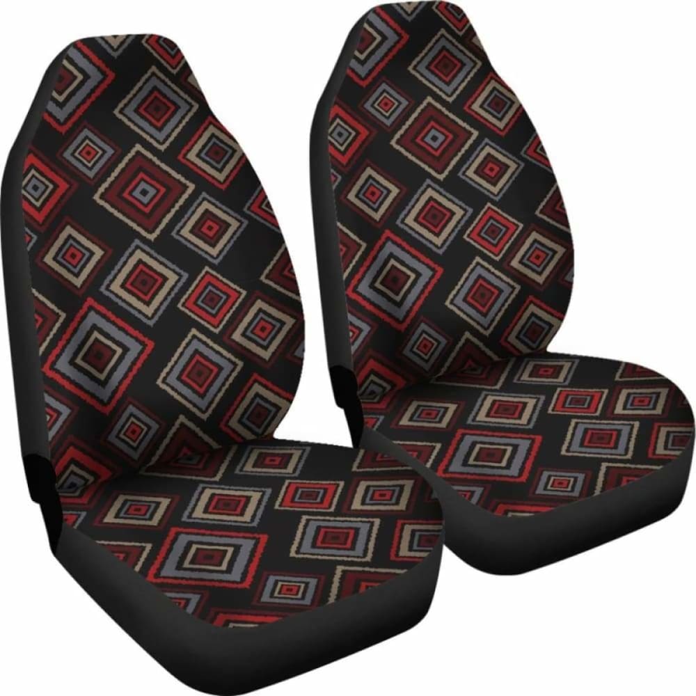 Red Black Gray Geometric Diamond Retro Ethnic Pattern Car Seat Covers 094201 - YourCarButBetter