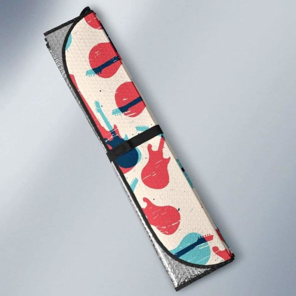 Red Blue Guitar Pattern Car Auto Sun Shades 102507 - YourCarButBetter