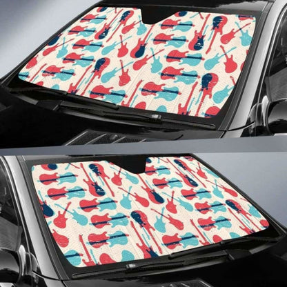 Red Blue Guitar Pattern Car Auto Sun Shades 102507 - YourCarButBetter