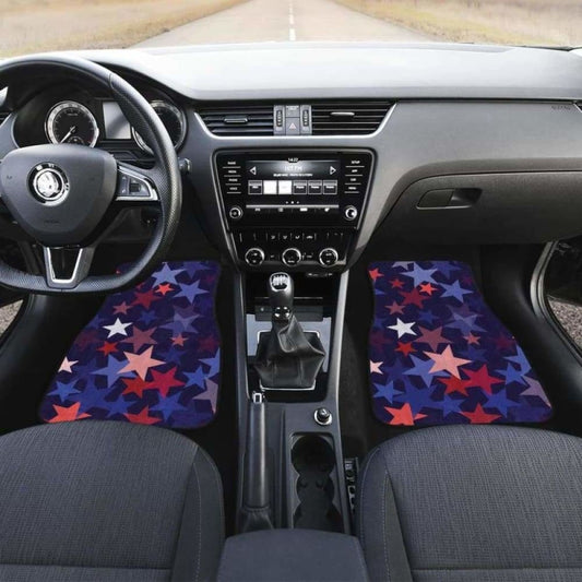Red Blue Star Pattern Front And Back Car Mats 194013 - YourCarButBetter