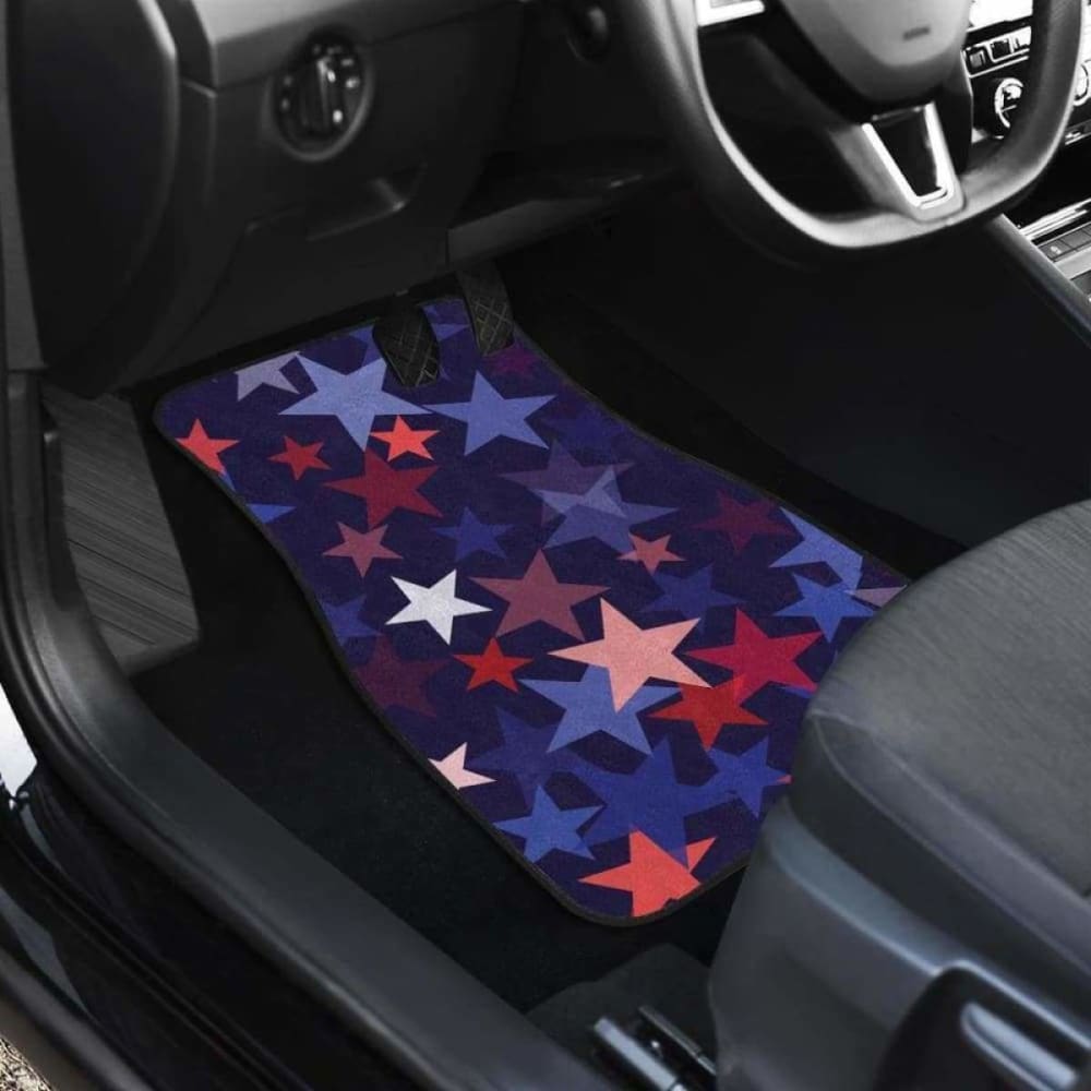 Red Blue Star Pattern Front And Back Car Mats 194013 - YourCarButBetter