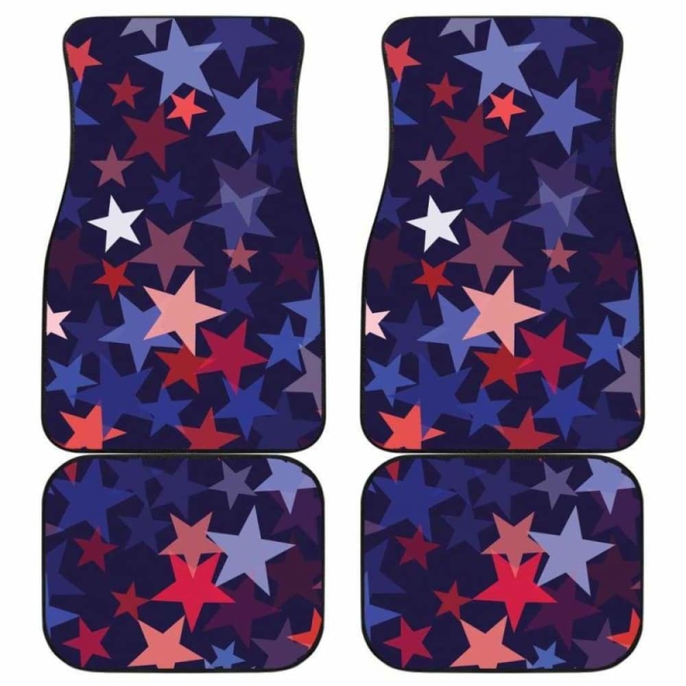 Red Blue Star Pattern Front And Back Car Mats 194013 - YourCarButBetter
