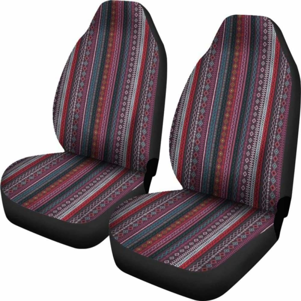 Red Boho Stripes V2 Car Seat Covers 105905 - YourCarButBetter
