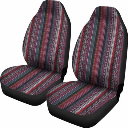 Red Boho Stripes V2 Car Seat Covers 105905 - YourCarButBetter