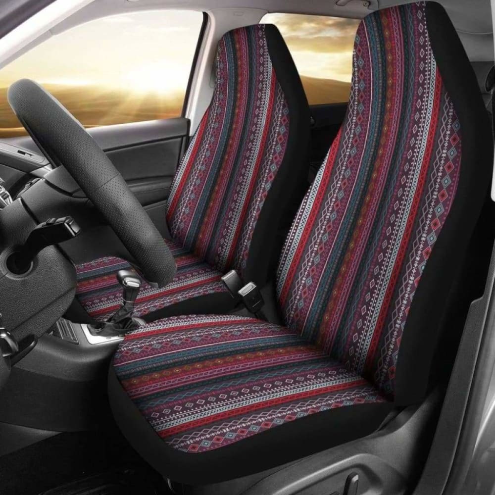 Red Boho Stripes V2 Car Seat Covers 105905 - YourCarButBetter